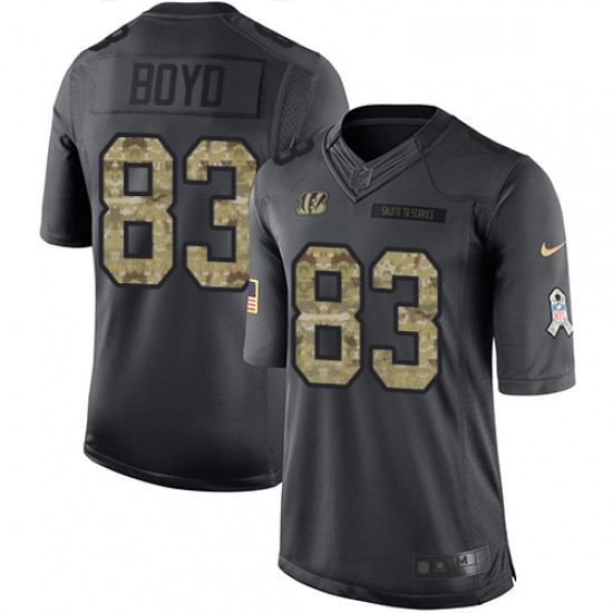 Mens Nike Cincinnati Bengals 83 Tyler Boyd Limited Black 2016 Salute to Service NFL Jersey Mens Nike Cincinnati Bengals 83 Tyler Boyd Limited Black 2016 Salute to Service NFL Jersey