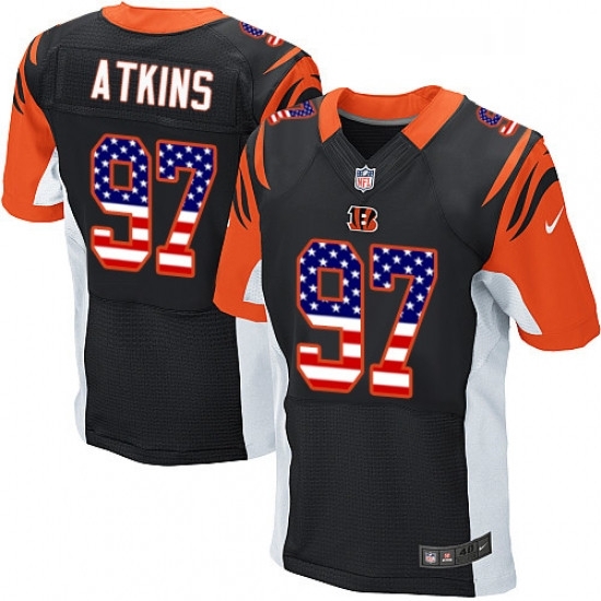 Mens Nike Cincinnati Bengals 97 Geno Atkins Elite Black Home USA Flag Fashion NFL Jersey Mens Nike Cincinnati Bengals 97 Geno Atkins Elite Black Home USA Flag Fashion NFL Jersey