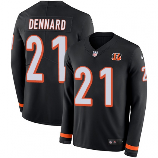Nike Bengals #21 Darqueze Dennard Black Team Color Men Stitched NFL Limited Therma Long Sleeve Jersey Nike Bengals #21 Darqueze Dennard Black Team Color Men Stitched NFL Limited Therma Long Sleeve Jersey