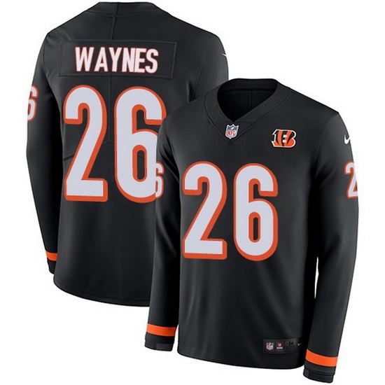 Nike Bengals 26 Trae Waynes Black Team Color Men Stitched NFL Limited Therma Long Sleeve Jersey Nike Bengals 26 Trae Waynes Black Team Color Men Stitched NFL Limited Therma Long Sleeve Jersey