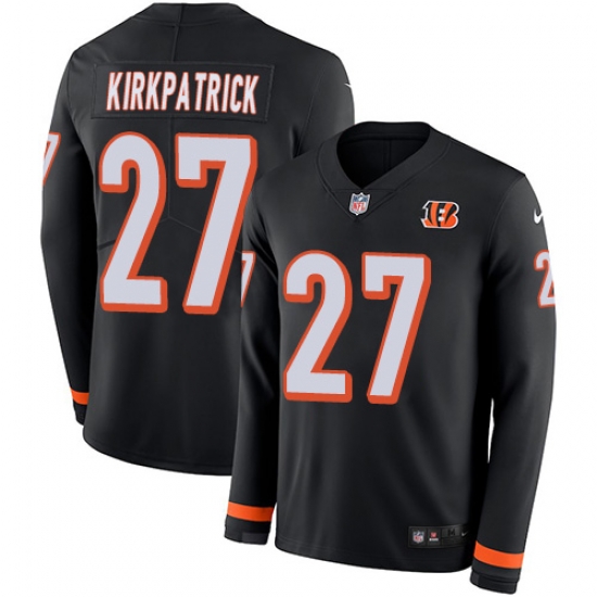 Nike Bengals #27 Dre Kirkpatrick Black Team Color Men Stitched NFL Limited Therma Long Sleeve Jersey Nike Bengals #27 Dre Kirkpatrick Black Team Color Men Stitched NFL Limited Therma Long Sleeve Jersey