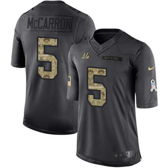 Nike Bengals #5 AJ McCarron Black Mens Stitched NFL Limited 2016 Salute to Service Jersey Nike Bengals #5 AJ McCarron Black Mens Stitched NFL Limited 2016 Salute to Service Jersey