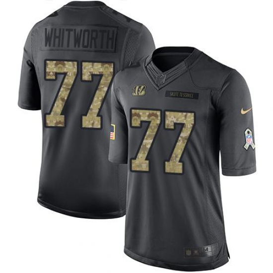 Nike Bengals #77 Andrew Whitworth Black Mens Stitched NFL Limited 2016 Salute to Service Jersey Nike Bengals #77 Andrew Whitworth Black Mens Stitched NFL Limited 2016 Salute to Service Jersey