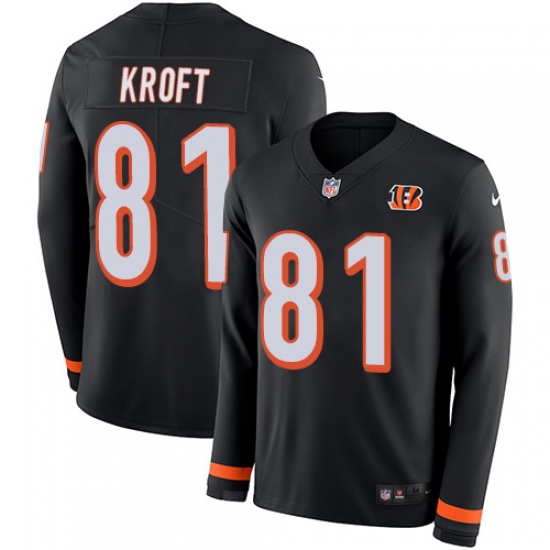 Nike Bengals #81 Tyler Kroft Black Team Color Men Stitched NFL Limited Therma Long Sleeve Jersey Nike Bengals #81 Tyler Kroft Black Team Color Men Stitched NFL Limited Therma Long Sleeve Jersey