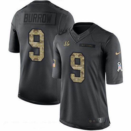 Nike Bengals 9 Joe Burrow Black Men Stitched NFL Limited 2016 Salute to Service Jersey Nike Bengals 9 Joe Burrow Black Men Stitched NFL Limited 2016 Salute to Service Jersey
