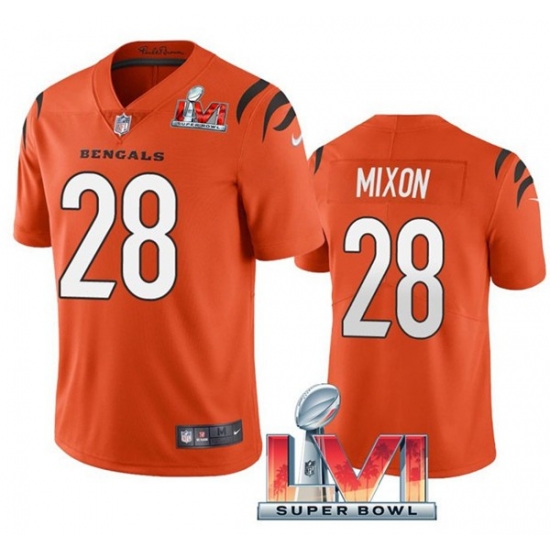 Nike Cincinati Bengals 28 Joe Mixon Orange 2022 Super Bowl LVI Vapor Limited Jersey Nike Cincinati Bengals 28 Joe Mixon Orange 2022 Super Bowl LVI Vapor Limited Jersey