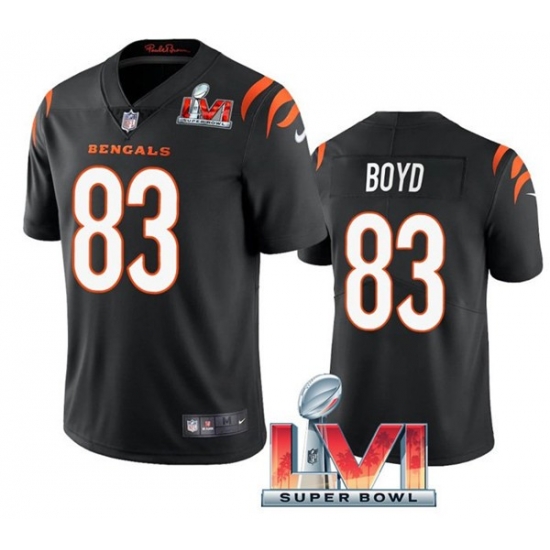 Nike Cincinati Bengals 83 Tyler Boyd Black 2022 Super Bowl LVI Vapor Limited Jersey Nike Cincinati Bengals 83 Tyler Boyd Black 2022 Super Bowl LVI Vapor Limited Jersey