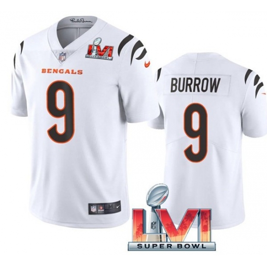 Nike Cincinati Bengals 9 Joe Burrow White 2022 Super Bowl LVI Vapor Limited Jersey Nike Cincinati Bengals 9 Joe Burrow White 2022 Super Bowl LVI Vapor Limited Jersey