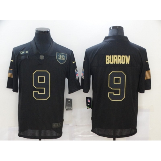 Nike Cincinnati Bengals 9 Joe Burrow Black 2020 Salute To Service Limited Jersey Nike Cincinnati Bengals 9 Joe Burrow Black 2020 Salute To Service Limited Jersey