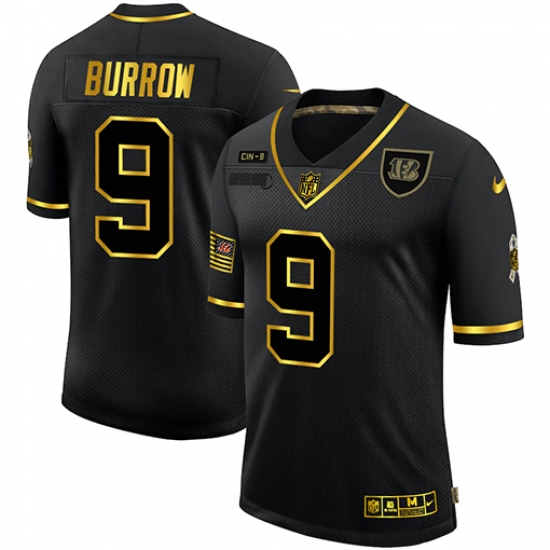Nike Cincinnati Bengals 9 Joe Burrow Black Gold 2020 Salute To Service Limited Jersey Nike Cincinnati Bengals 9 Joe Burrow Black Gold 2020 Salute To Service Limited Jersey