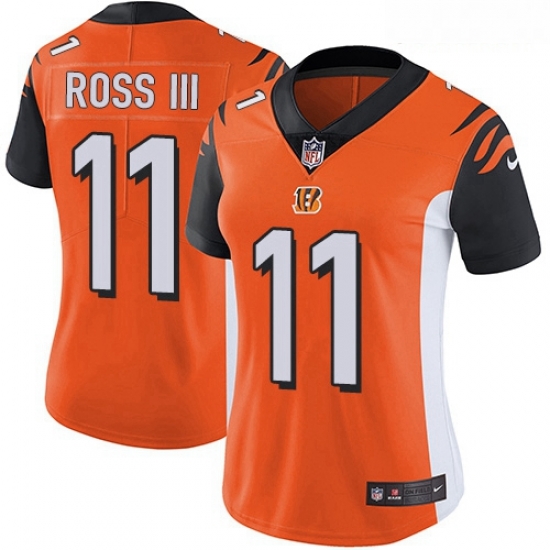 Bengals #11 John Ross III Orange Alternate Women Stitched Football Vapor Untouchable Limited Jersey Bengals #11 John Ross III Orange Alternate Women Stitched Football Vapor Untouchable Limited Jersey