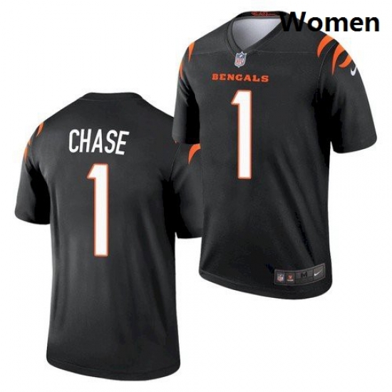 Women Cincinnati Bengals #1 Ja'Marr Chase Black 2021 Legend Football Jersey Women Cincinnati Bengals #1 Ja'Marr Chase Black 2021 Legend Football Jersey