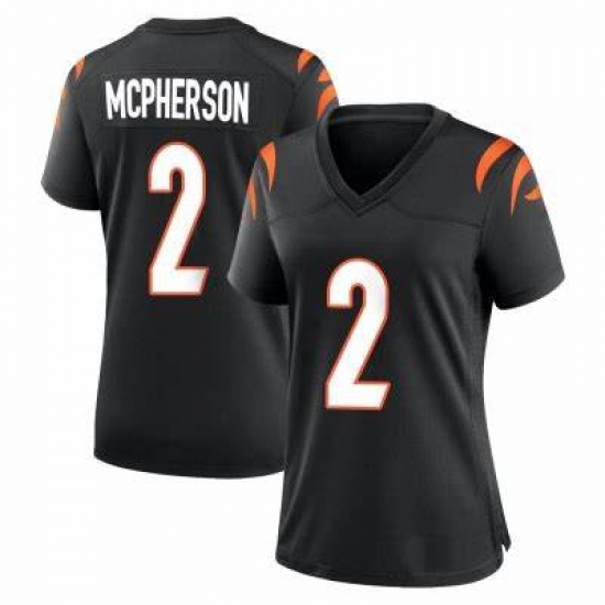 Women Cincinnati Bengals #2 Evan McPherson 2021 Black Vapor Limited Stitched NFL Jersey Women Cincinnati Bengals #2 Evan McPherson 2021 Black Vapor Limited Stitched NFL Jersey