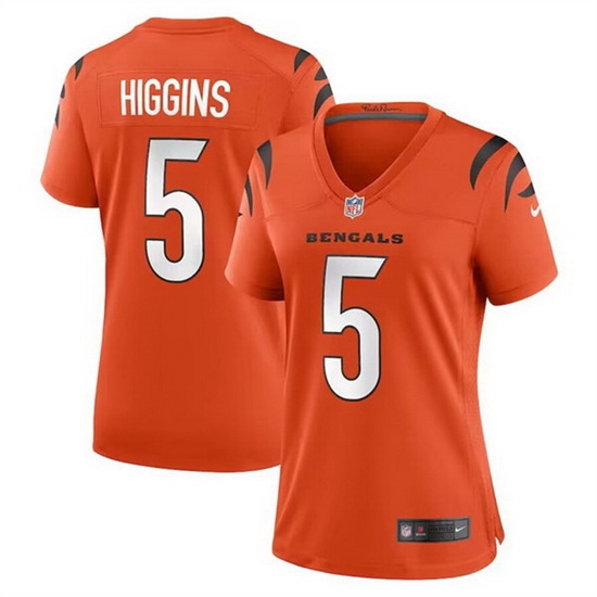 Women Cincinnati Bengals 5 Tee Higgins Orange Stitched Game Jersey Women Cincinnati Bengals 5 Tee Higgins Orange Stitched Game Jersey