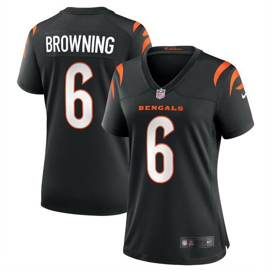 Women Cincinnati Bengals 6 Jake Browning Black Stitched Football Jersey 28Run Small 29 Women Cincinnati Bengals 6 Jake Browning Black Stitched Football Jersey 28Run Small 29