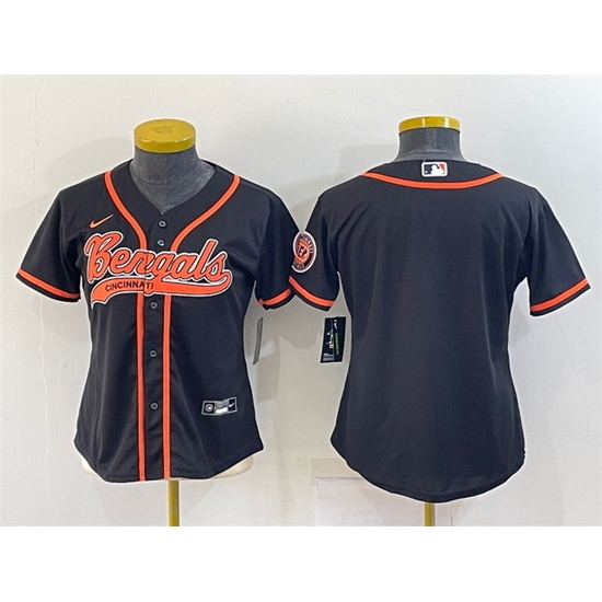 Women Cincinnati Bengals Blank Black With Patch Cool Base Stitched Baseball Jersey Women Cincinnati Bengals Blank Black With Patch Cool Base Stitched Baseball Jersey