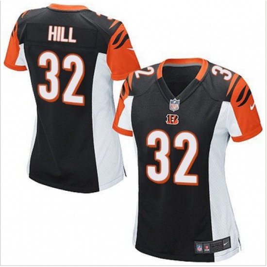 Women Nike Bengals #32 Jeremy Hill Black Team Color Stitched NFL Elite Jersey Women Nike Bengals #32 Jeremy Hill Black Team Color Stitched NFL Elite Jersey