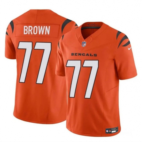 Youth Cincinnati Bengals 77 Trent Brown Orange 2024 F U S E Vapor Untouchable Limited Stitched Jersey Youth Cincinnati Bengals 77 Trent Brown Orange 2024 F U S E Vapor Untouchable Limited Stitched Jersey