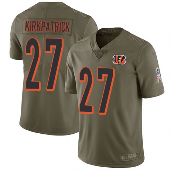 Youth Nike Bengals #27 Dre Kirkpatrick Olive Stitched NFL Limited 2017 Salute to Service Jersey Youth Nike Bengals #27 Dre Kirkpatrick Olive Stitched NFL Limited 2017 Salute to Service Jersey