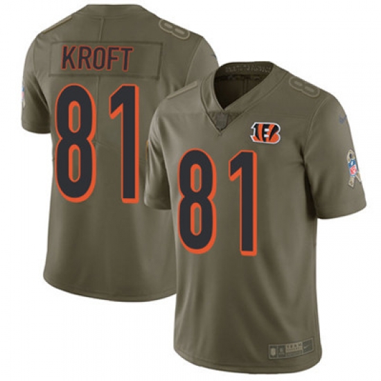 Youth Nike Bengals #81 Tyler Kroft Olive Stitched NFL Limited 2017 Salute to Service Jersey Youth Nike Bengals #81 Tyler Kroft Olive Stitched NFL Limited 2017 Salute to Service Jersey