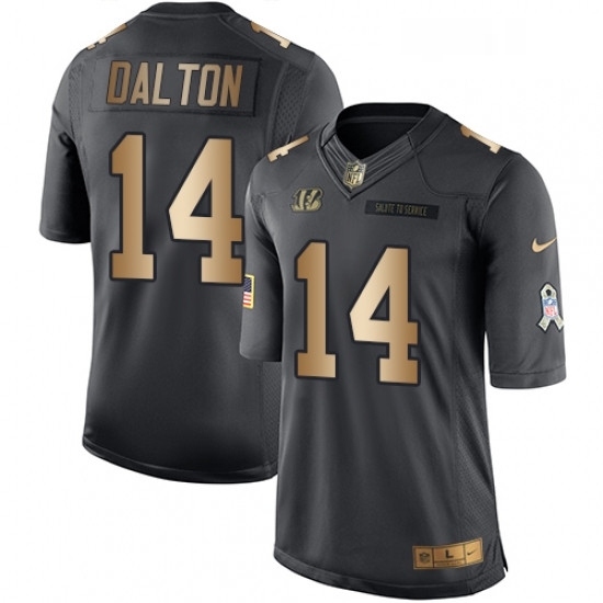 Youth Nike Cincinnati Bengals 14 Andy Dalton Limited BlackGold Salute to Service NFL Jersey Youth Nike Cincinnati Bengals 14 Andy Dalton Limited BlackGold Salute to Service NFL Jersey