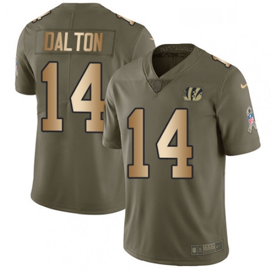 Youth Nike Cincinnati Bengals 14 Andy Dalton Limited OliveGold 2017 Salute to Service NFL Jersey Youth Nike Cincinnati Bengals 14 Andy Dalton Limited OliveGold 2017 Salute to Service NFL Jersey