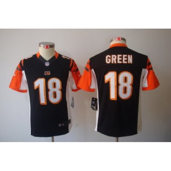 Youth Nike Cincinnati Bengals 18# A.J.Green Black Color[Youth Limited Jerseys]
