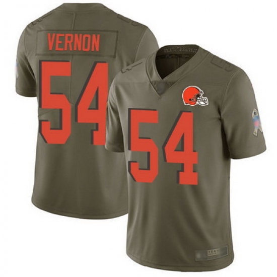 Browns #54 Olivier Vernon Olive Men Stitched Football Limited 2017 Salute To Service Jersey Browns #54 Olivier Vernon Olive Men Stitched Football Limited 2017 Salute To Service Jersey