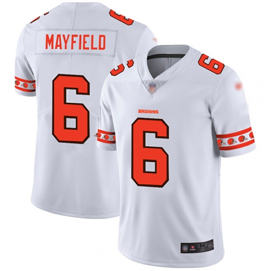Browns 6 Baker Mayfield White Mens Stitched Football Limited Team Logo Fashion Jersey Browns 6 Baker Mayfield White Mens Stitched Football Limited Team Logo Fashion Jersey