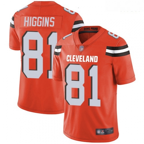 Browns 81 Rashard Higgins Orange Alternate Men Stitched Football Vapor Untouchable Limited Jersey Browns 81 Rashard Higgins Orange Alternate Men Stitched Football Vapor Untouchable Limited Jersey