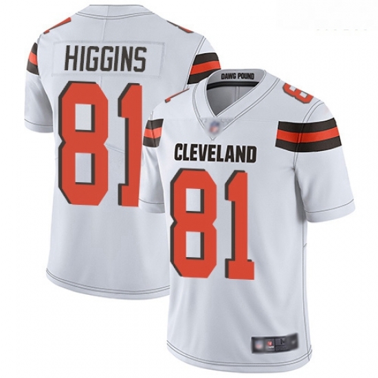 Browns 81 Rashard Higgins White Men Stitched Football Vapor Untouchable Limited Jersey Browns 81 Rashard Higgins White Men Stitched Football Vapor Untouchable Limited Jersey