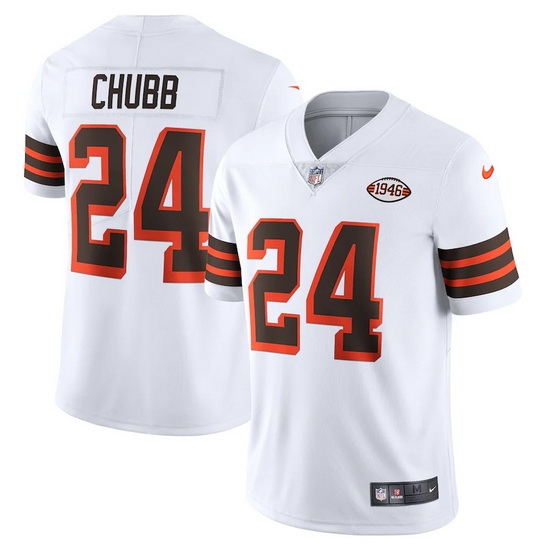 Cleveland Browns 24 Nick Chubb Nike 1946 Collection Alternate Vapor Limited NFL Jersey White Cleveland Browns 24 Nick Chubb Nike 1946 Collection Alternate Vapor Limited NFL Jersey White