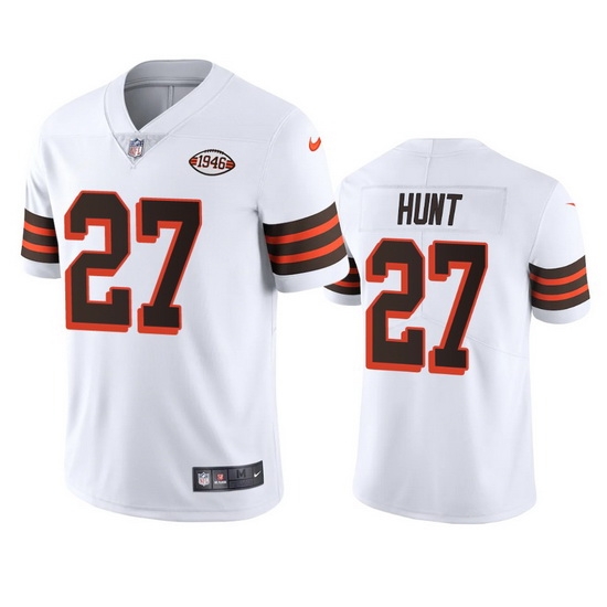 Cleveland Browns 27 Kareem Hunt Nike 1946 Collection Alternate Vapor Limited NFL Jersey White Cleveland Browns 27 Kareem Hunt Nike 1946 Collection Alternate Vapor Limited NFL Jersey White