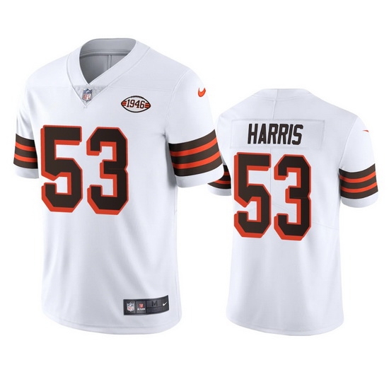 Cleveland Browns 53 Nick Harris Nike 1946 Collection Alternate Vapor Limited NFL Jersey White Cleveland Browns 53 Nick Harris Nike 1946 Collection Alternate Vapor Limited NFL Jersey White