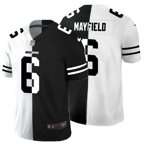 Cleveland Browns 6 Baker Mayfield Men Black V White Peace Split Nike Vapor Untouchable Limited NFL Jersey Cleveland Browns 6 Baker Mayfield Men Black V White Peace Split Nike Vapor Untouchable Limited NFL Jersey