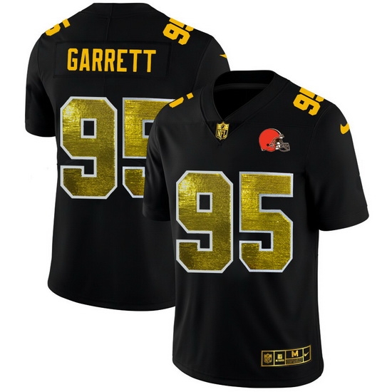 Cleveland Browns 95 Myles Garrett Men Black Nike Golden Sequin Vapor Limited NFL Jersey Cleveland Browns 95 Myles Garrett Men Black Nike Golden Sequin Vapor Limited NFL Jersey