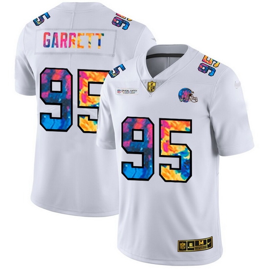 Cleveland Browns 95 Myles Garrett Men White Nike Multi Color 2020 NFL Crucial Catch Limited NFL Jersey Cleveland Browns 95 Myles Garrett Men White Nike Multi Color 2020 NFL Crucial Catch Limited NFL Jersey