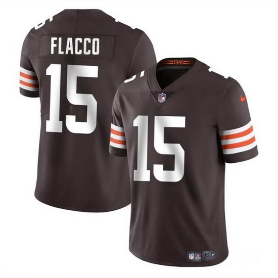 Men Cleveland Browns 15 Joe Flacco Brown Vapor Untouchable Limited Stitched Jersey Men Cleveland Browns 15 Joe Flacco Brown Vapor Untouchable Limited Stitched Jersey