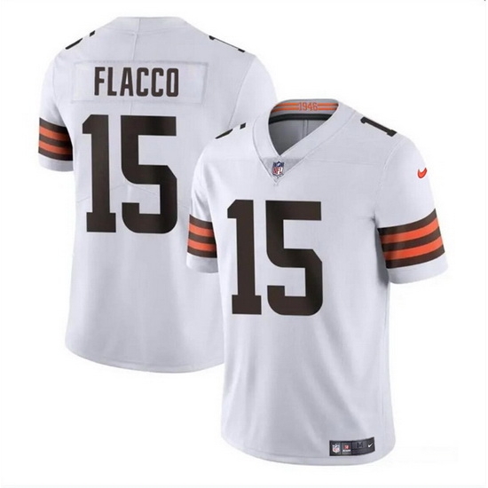 Men Cleveland Browns 15 Joe Flacco White Vapor Untouchable Limited Stitched Jersey Men Cleveland Browns 15 Joe Flacco White Vapor Untouchable Limited Stitched Jersey