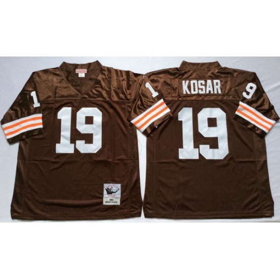 Men Cleveland Browns 19 Bernie Kosar Brown M&N Throwback Jersey Men Cleveland Browns 19 Bernie Kosar Brown M&N Throwback Jersey