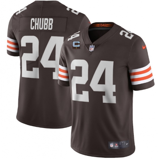 Men Cleveland Browns 2022 #24 Nick Chubb Brown With 1-star C Patch Vapor Untouchable Limited NFL Stitched Jersey Men Cleveland Browns 2022 #24 Nick Chubb Brown With 1-star C Patch Vapor Untouchable Limited NFL Stitched Jersey