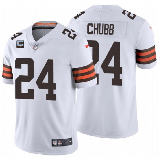 Men Cleveland Browns 2022 #24 Nick Chubb White With 1-star C Patch Vapor Untouchable Limited NFL Stitched Jersey Men Cleveland Browns 2022 #24 Nick Chubb White With 1-star C Patch Vapor Untouchable Limited NFL Stitched Jersey