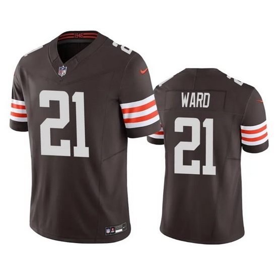 Men Cleveland Browns 21 Denzel Ward Brown 2023 F.U.S.E. Vapor Untouchable Limited Stitched Jersey Men Cleveland Browns 21 Denzel Ward Brown 2023 F.U.S.E. Vapor Untouchable Limited Stitched Jersey