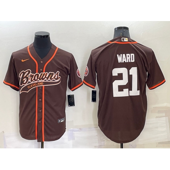 Men Cleveland Browns 21 Denzel Ward Brown Stitched Jersey 826 Men Cleveland Browns 21 Denzel Ward Brown Stitched Jersey 826