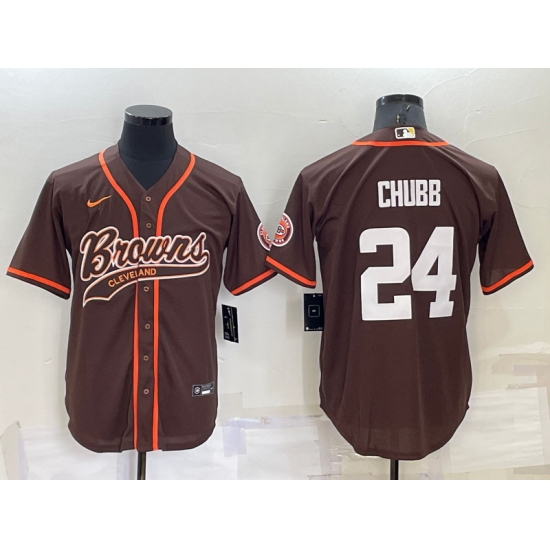 Men Cleveland Browns 24 Nick Chubb Brown Stitched Jersey 089 Men Cleveland Browns 24 Nick Chubb Brown Stitched Jersey 089