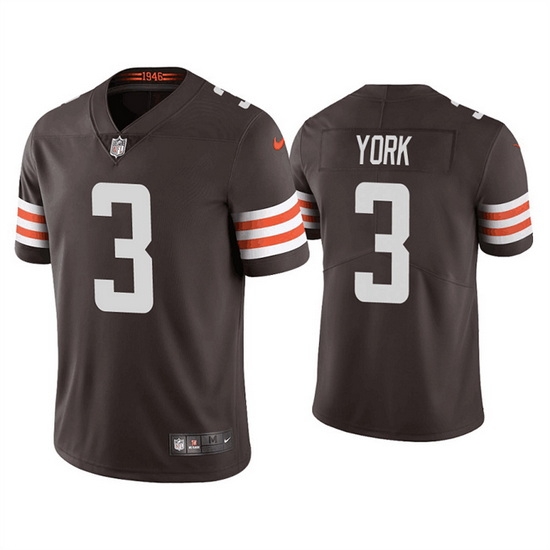 Men Cleveland Browns 3 Cade York Brown Vapor Untouchable Limited Stitched Jerseys Men Cleveland Browns 3 Cade York Brown Vapor Untouchable Limited Stitched Jerseys