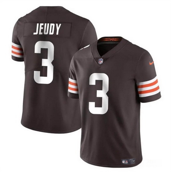 Men Cleveland Browns 3 Jerry Jeudy Brown Vapor Limited Stitched Football Jersey Men Cleveland Browns 3 Jerry Jeudy Brown Vapor Limited Stitched Football Jersey