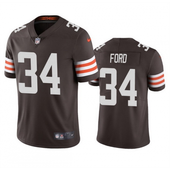 Men Cleveland Browns 34 Jerome Ford Brown Vapor Stitched Game Jersey Men Cleveland Browns 34 Jerome Ford Brown Vapor Stitched Game Jersey