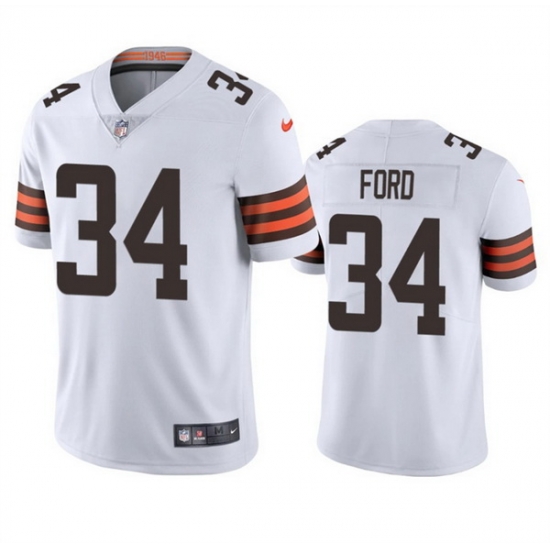 Men Cleveland Browns 34 Jerome Ford White Vapor Limited Stitched Jersey Men Cleveland Browns 34 Jerome Ford White Vapor Limited Stitched Jersey