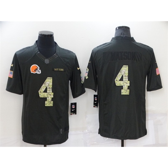 Men Cleveland Browns 4 Deshaun Watson Black Salute To Service Limited Stitched Jersey Men Cleveland Browns 4 Deshaun Watson Black Salute To Service Limited Stitched Jersey